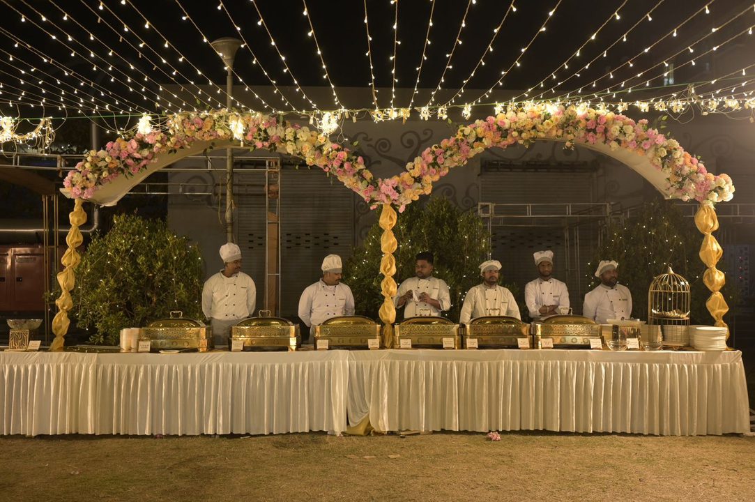 Live buffet counter with chefs